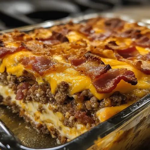 Low-Carb Bacon Cheeseburger Casserole